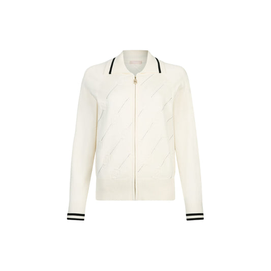 Cardigan Donna con collo a camicia e zip