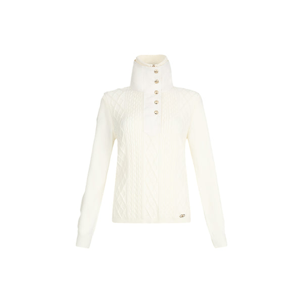 Maglia Donna a collo alto con zip e bottoni