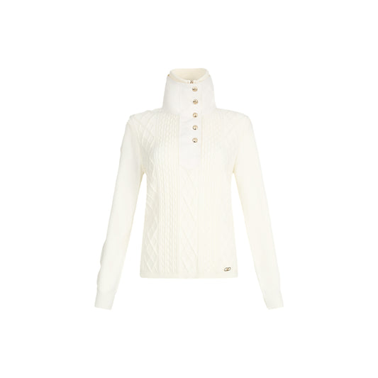 Maglia Donna a collo alto con zip e bottoni