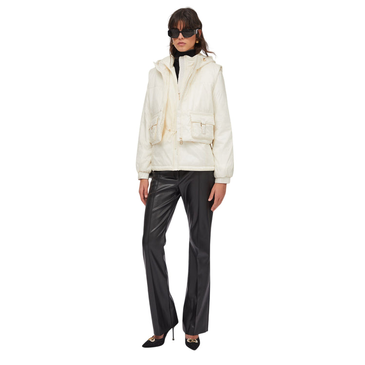 Giacca imbottita Donna con cappuccio Bianco modella intera frontale