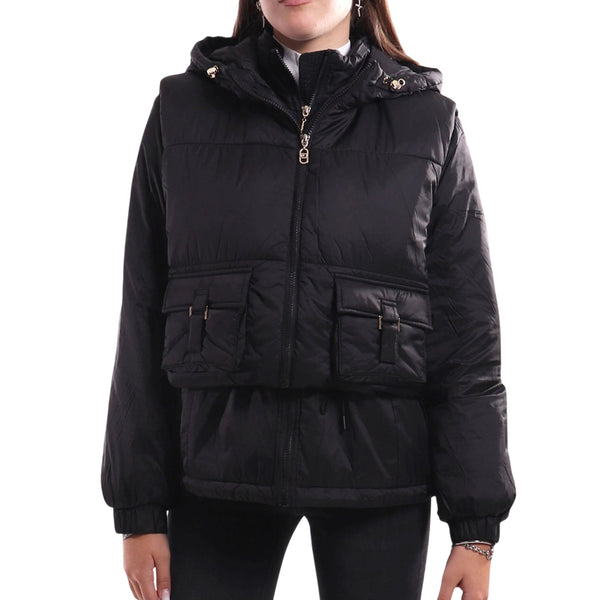 Giacca imbottita Donna con cappuccio Nero