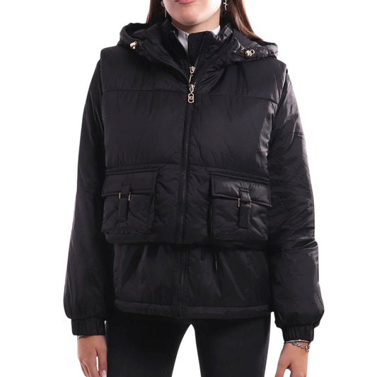 Giacca imbottita Donna con cappuccio Nero