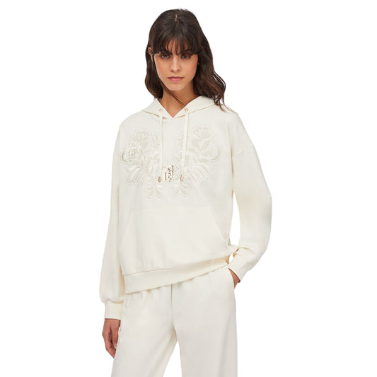 Felpa Donna con ricamo floreale davanti modella frontale