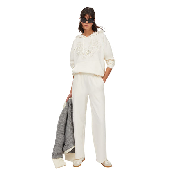 Felpa Donna con ricamo floreale davanti modella intera frontale