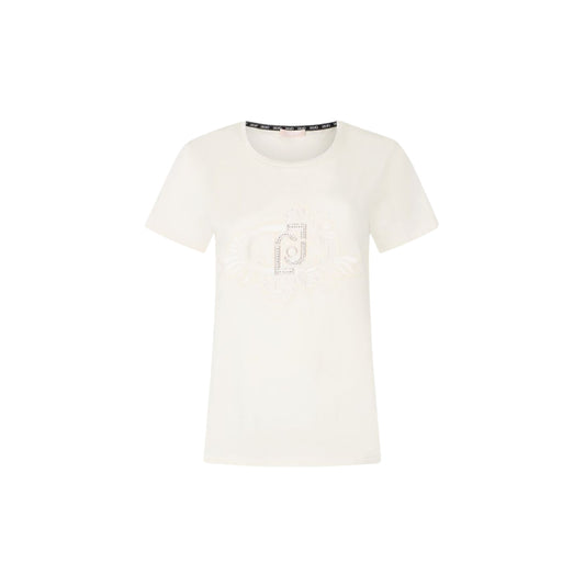 T-shirt Donna con motivo floreale con strass e logo