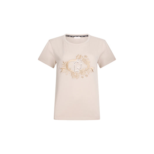 T-shirt Donna con decorazione floreale frontale