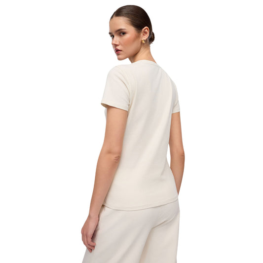 T-shirt bianca Donna con logo luminoso con strass retro