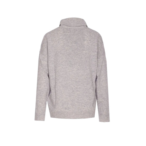 Maglione Donna a collo alto a coste Grigio retro