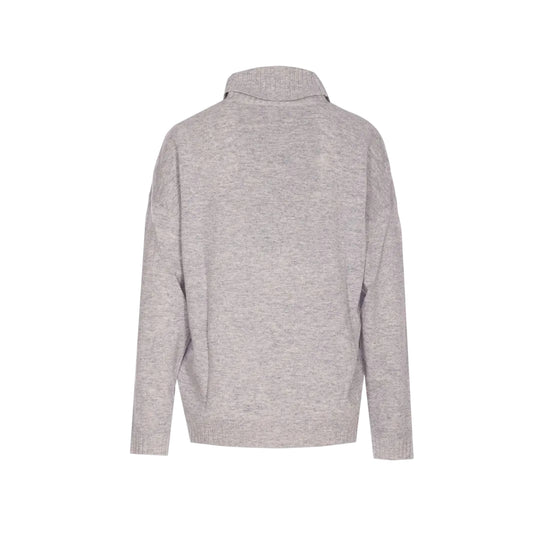 Maglione Donna a collo alto a coste Grigio retro