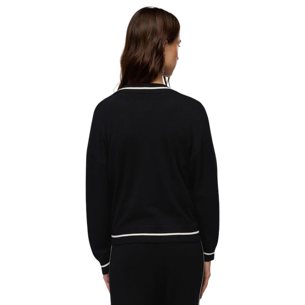 Cardigan Donna con scollo a V e zip modella retro