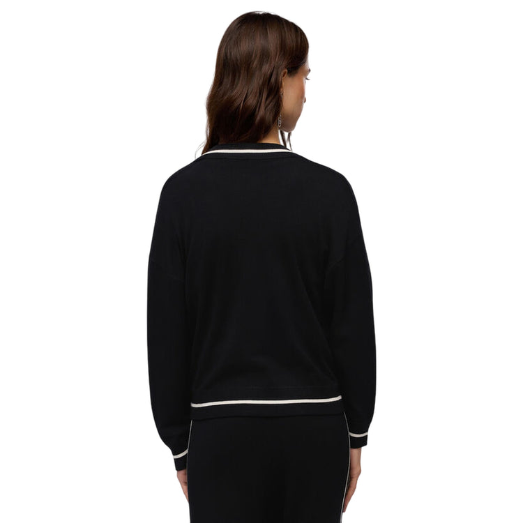 Cardigan Donna con scollo a V e zip modella retro