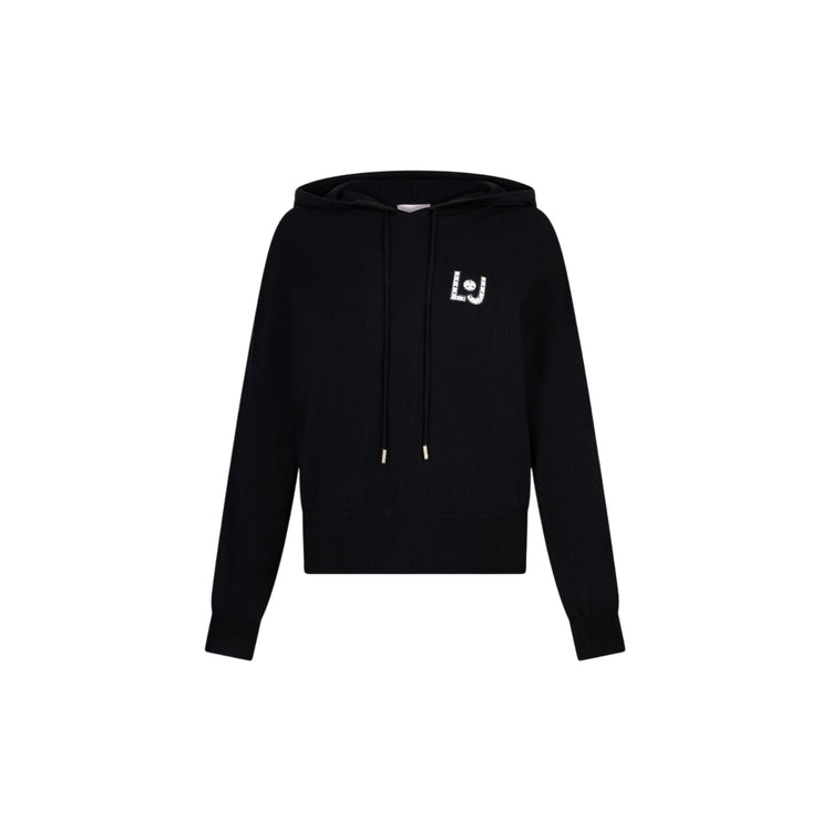 Felpa Donna in maglia nera con logo