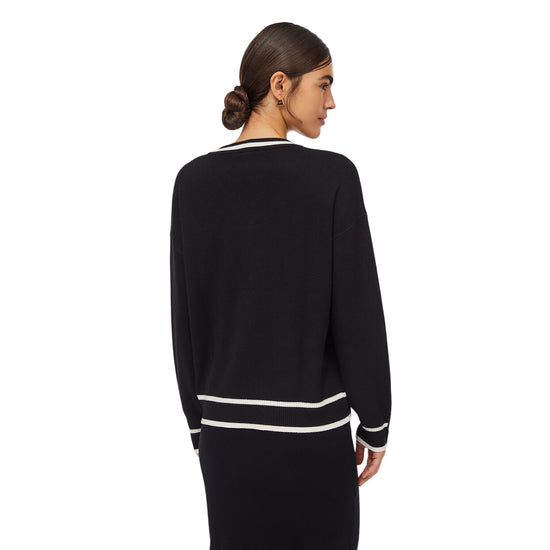 Maglia Donna misto seta con dettagli a contrasto modella retro