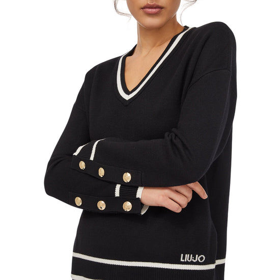 Maglia Donna misto seta con dettagli a contrasto dettaglio