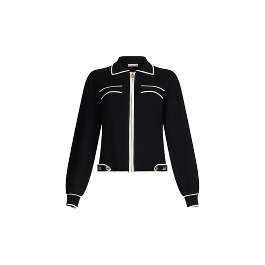 Cardigan Donna con zip e dettagli a contrasto