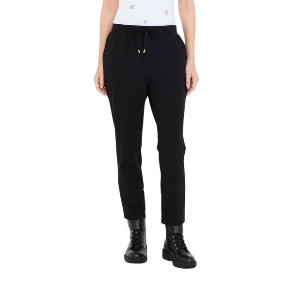 Pantaloni Donna con perle al fondo Nero modella frontale
