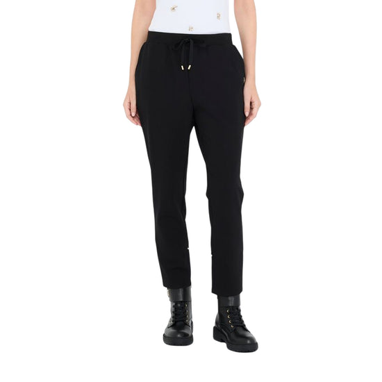 Pantaloni Donna con perle al fondo Nero modella frontale