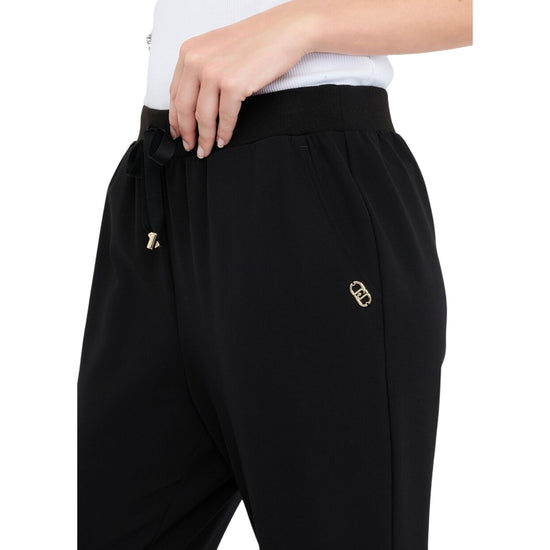 Pantaloni Donna con perle al fondo Nero dettaglio vita