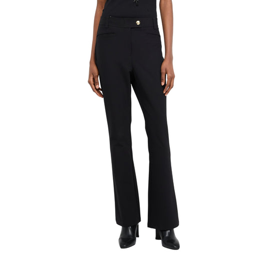 Pantaloni Donna flare a vita alta Nero modella frontale