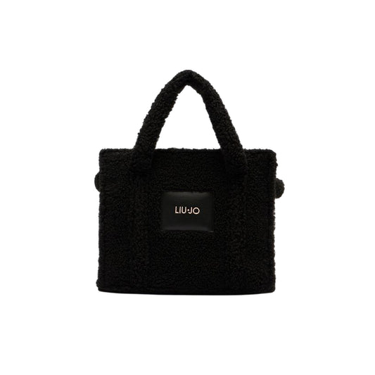 Shopping bag Donna media in teddy Nero