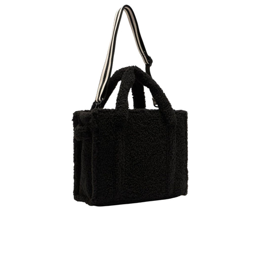 Shopping bag Donna media in teddy Nero retro con tracolla