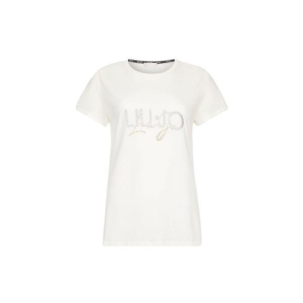 T-shirt Donna in cotone con logo luminoso