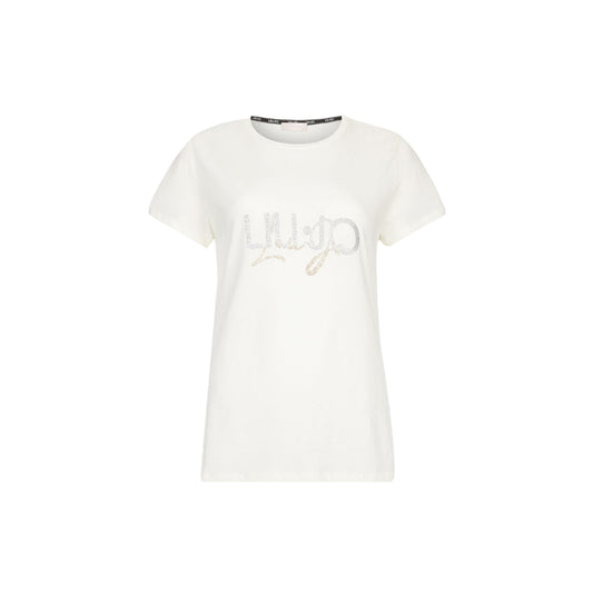 T-shirt Donna in cotone con logo luminoso