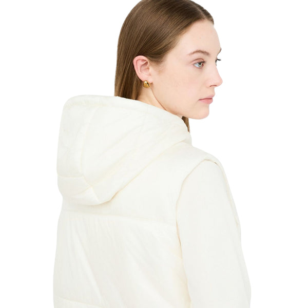 Gilet Donna in nylon trapuntato Bianco modella retro ravvicinata