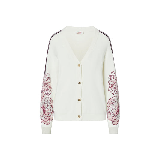 Cardigan Donna con lavorazione jacquard floreale