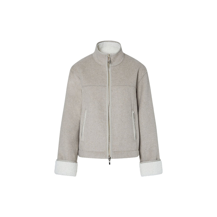 Giaccone boxy Donna in montone beige