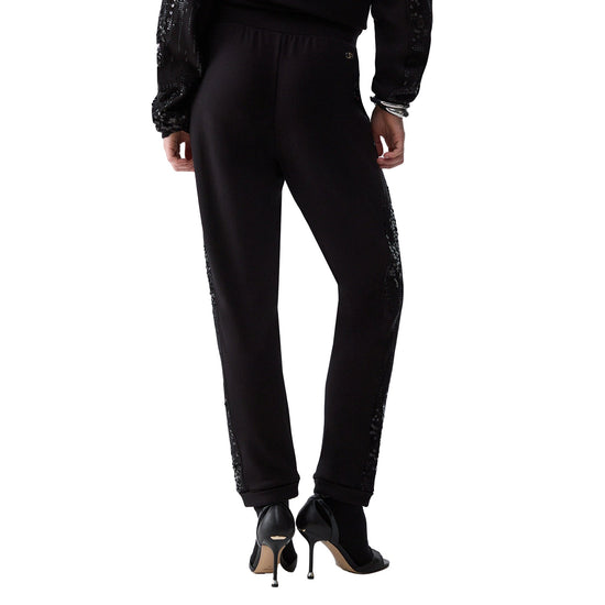 Pantalone in felpa Donna con paillettes Nero modella retro
