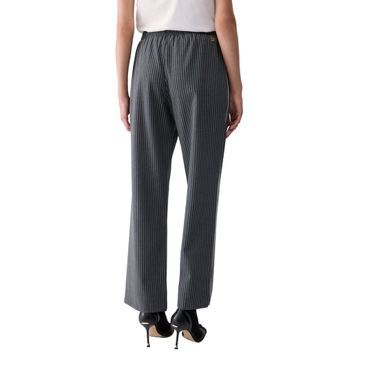 Pantalone gessato Donna con vita elastica, modella retro