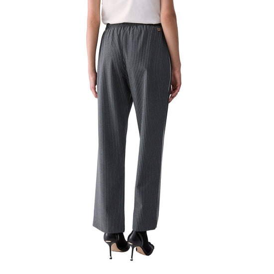 Pantalone gessato Donna con vita elastica, modella retro