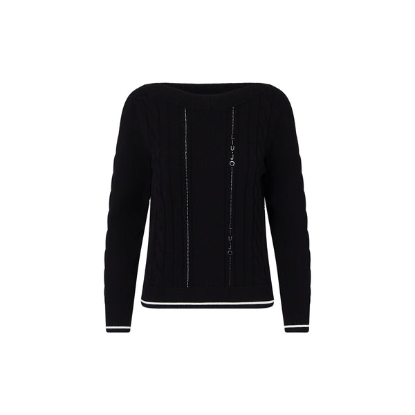 Maglia nera Donna con profili a contrasto