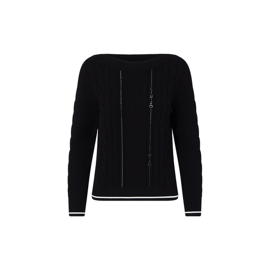 Maglia nera Donna con profili a contrasto