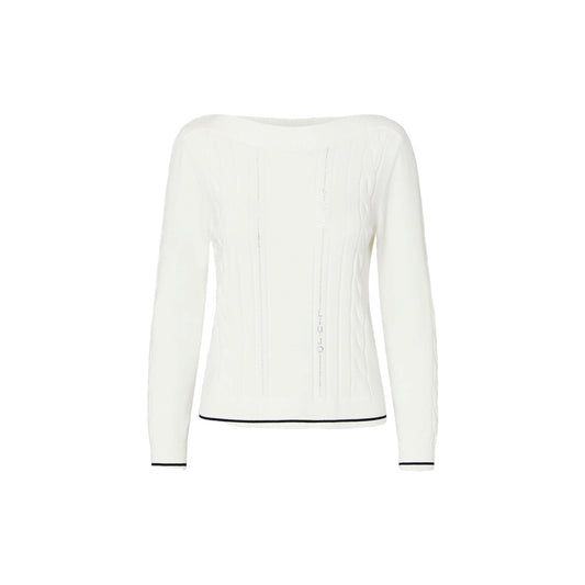 Maglia bianca Donna con profili a contrasto