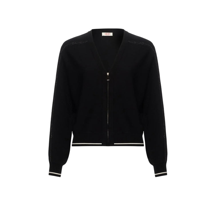 Cardigan Donna con zip Nero