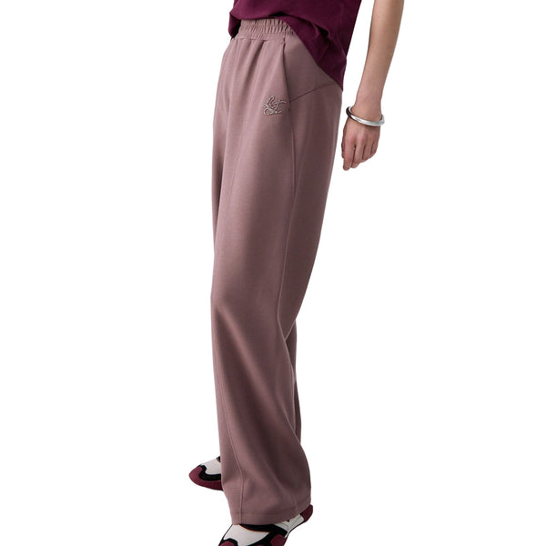 Pantalone Donna in scuba rosa modella laterale