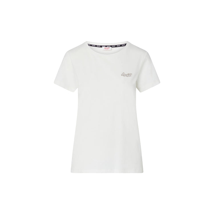 T-shirt bianca Donna con mini logo