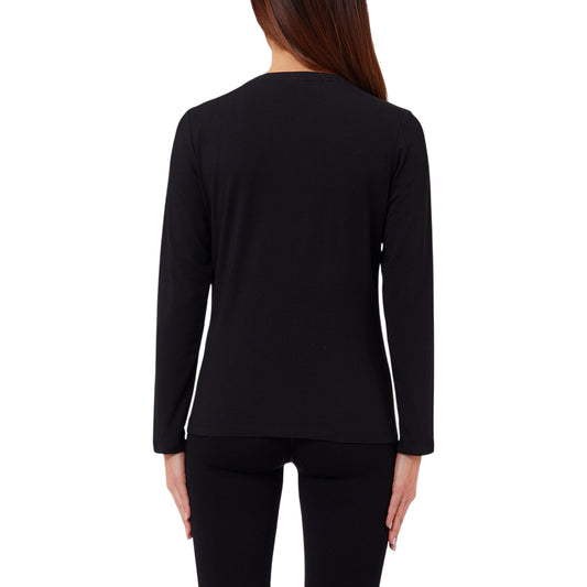 T-shirt Donna con logo con strass Nero modella retro