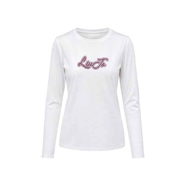 T-shirt Donna con logo e manica lunga Bianco