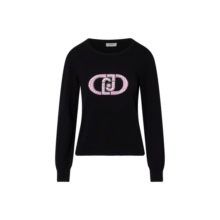 Maglia Donna con logo con pietre gioiello