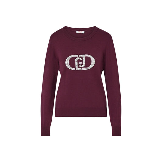 Maglia Donna bordeaux con logo monogram e gioielli