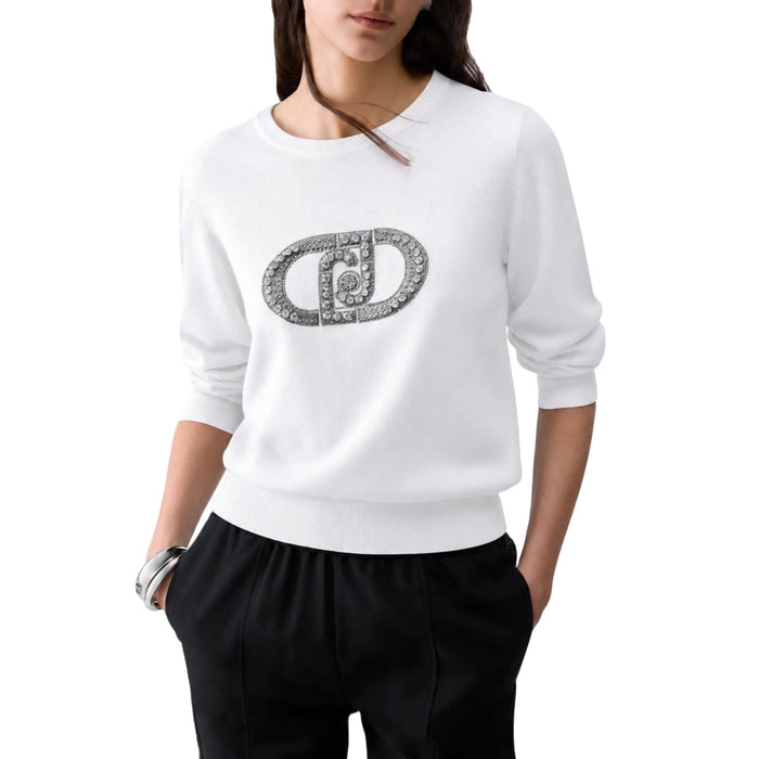 Maglia Donna con logo monogram e gioielli Bianco