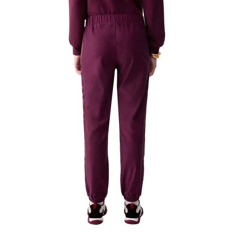Pantalone Donna jogging con tape logato bordeaux modella retro