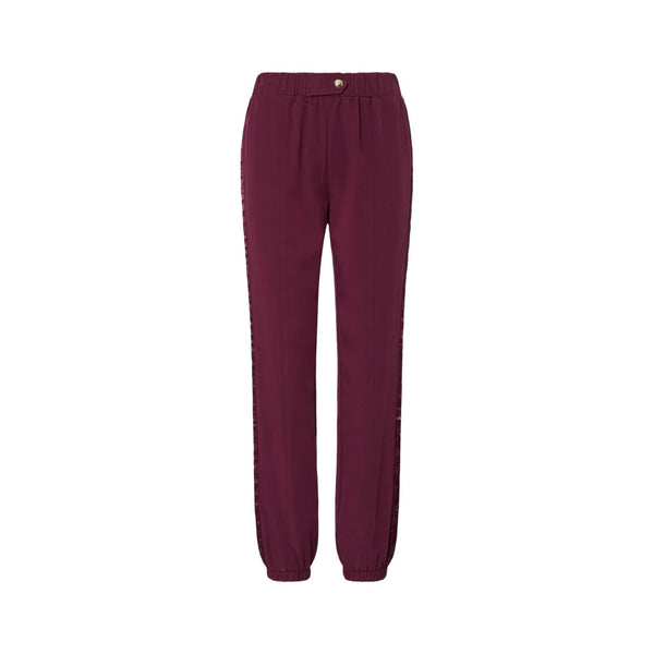 Pantalone Donna jogging con tape logato bordeaux