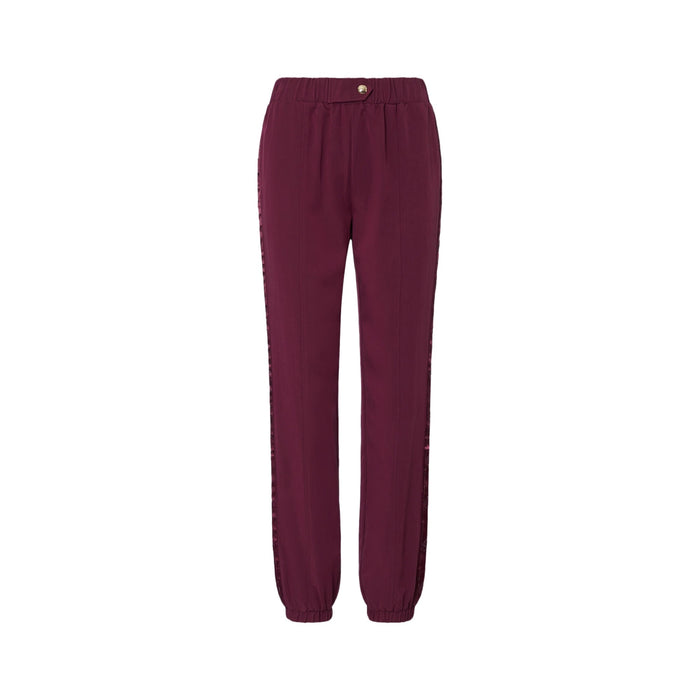 Pantalone Donna jogging con tape logato bordeaux