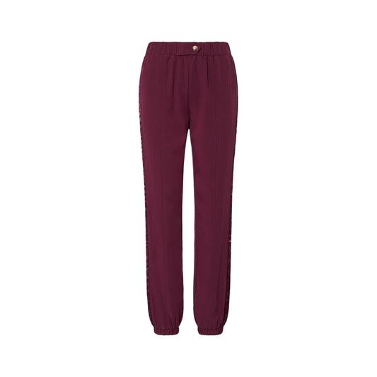 Pantalone Donna jogging con tape logato bordeaux