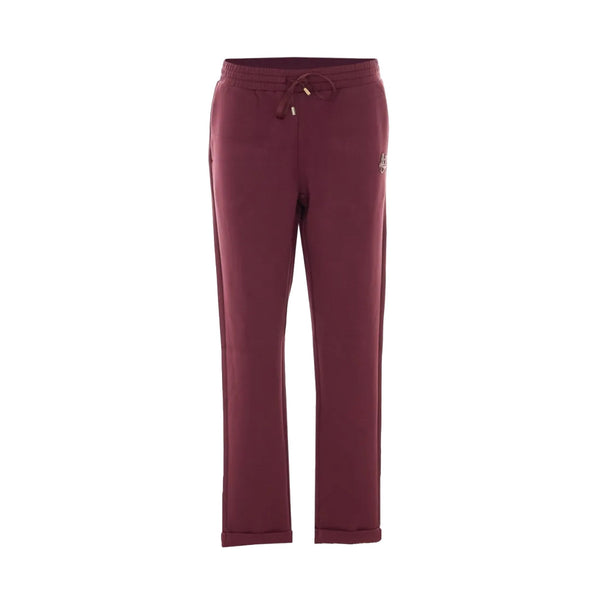 Pantalone Donna in scuba con risvolto bordeaux
