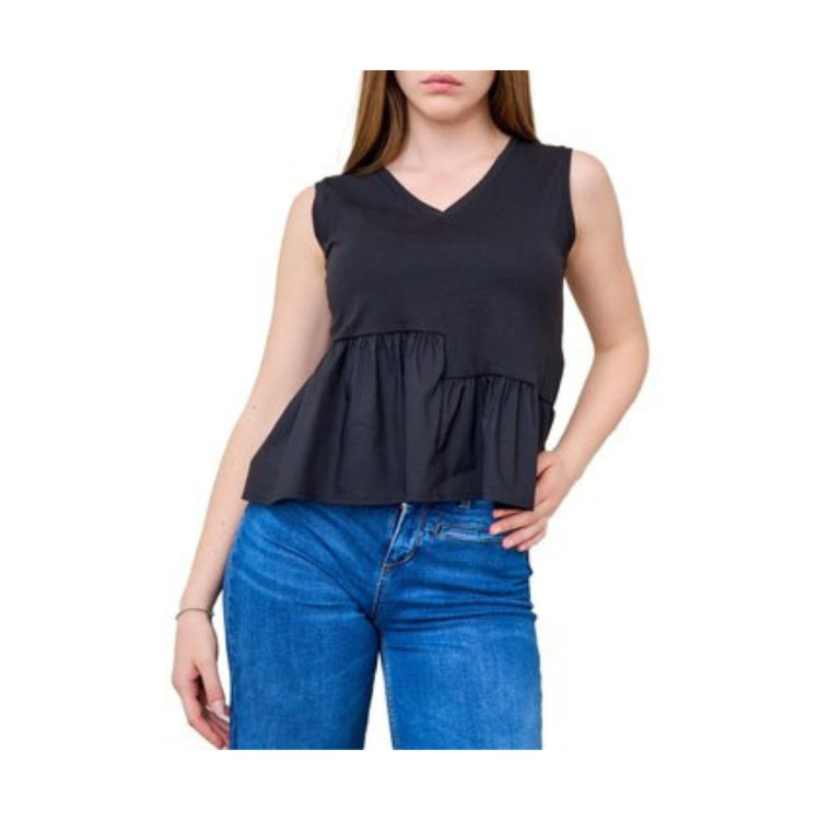 Top femme à volant asymétrique